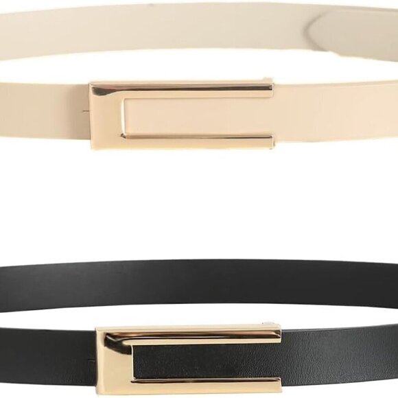 Accessories - Women's Leather Belt 1.3 Inch Skinny Adjustable with Gold Buckle for Jeans Dress